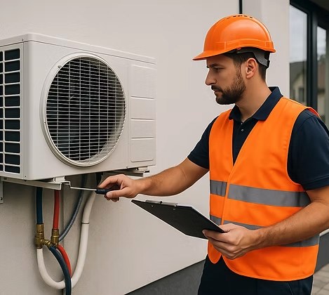 Technicien contrôlant une installation